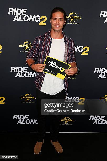 Travis Burns arrives ahead of the Ride Along 2 Australian Premiere at Hoyts Melbourne Central on February 10, 2016 in Melbourne, Australia.