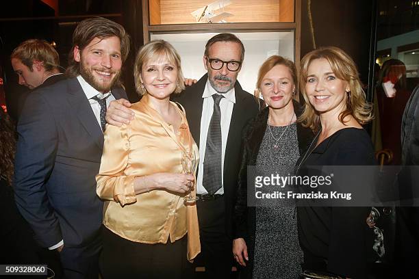 Katharina Schubert, Michael Roll, Marita Marschall and Tina Ruland attend the Montblanc House Opening on February 09, 2016 in Hamburg, Germany.