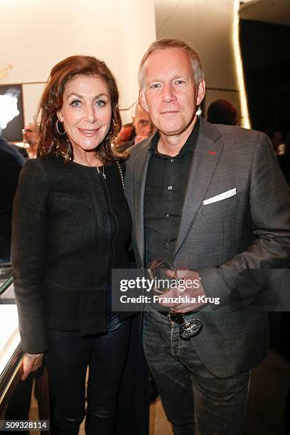 Alexandra von Rehlingen and Johannes B. Kerner attend the Montblanc House Opening on February 09, 2016 in Hamburg, Germany.