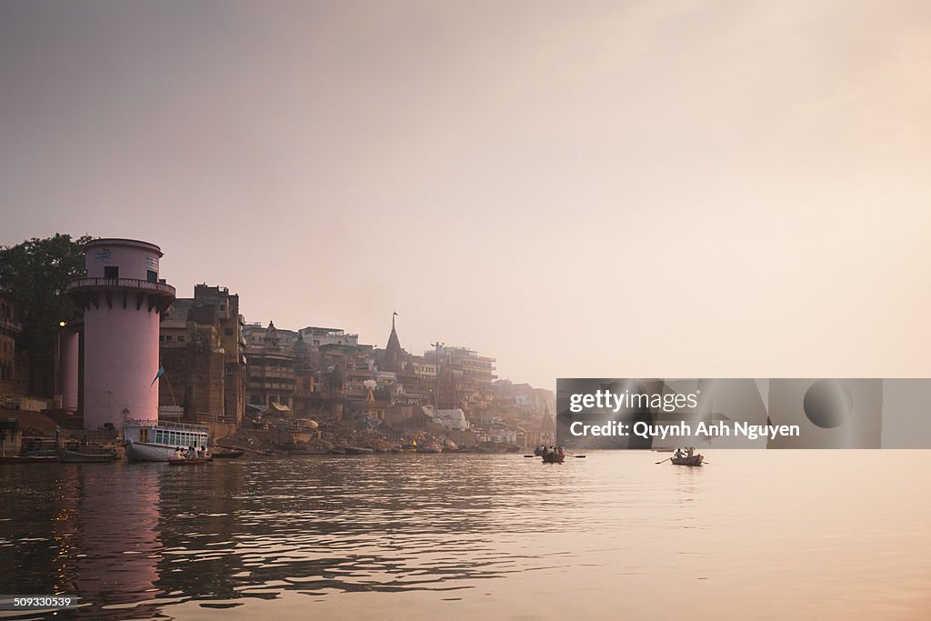 Varanasi along Ganges river at dawn