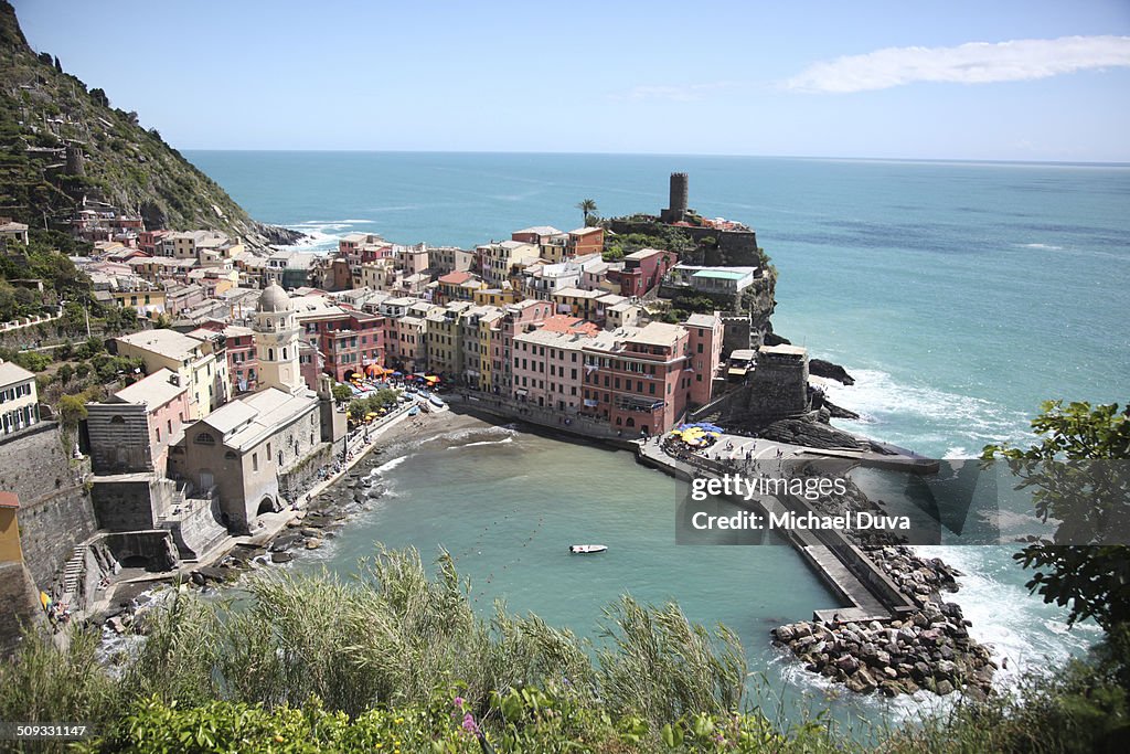 Aerial view of the port of Vernazza, Cinque Terra