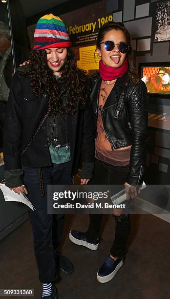 Eliza Doolittle and Bip Ling attends a private view of "Hendrix At Home" at Jimi Hendrix's restored former Mayfair flat on February 9, 2016 in...