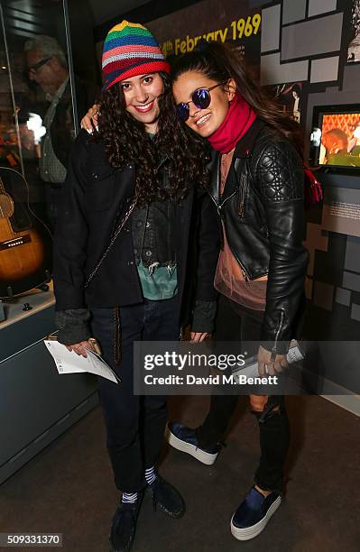 Eliza Doolittle and Bip Ling attends a private view of "Hendrix At Home" at Jimi Hendrix's restored former Mayfair flat on February 9, 2016 in...
