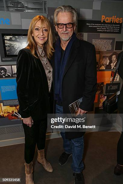 Sharon Maughan and Trevor Eve attend a private view of "Hendrix At Home" at Jimi Hendrix's restored former Mayfair flat on February 9, 2016 in...
