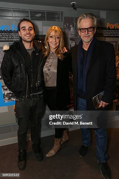 George Eve, Sharon Maughan and Trevor Eve attend a private view of "Hendrix At Home" at Jimi Hendrix's restored former Mayfair flat on February 9,...