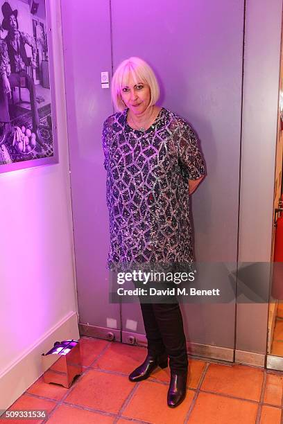 Kathy Etchingham attends a private view of "Hendrix At Home" at Jimi Hendrix's restored former Mayfair flat on February 9, 2016 in London, England.