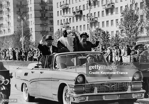 President Of Mali Modibo Keita During His Official Visit In Moscow With Nikita Khrushchev And Head Of Supreme Soviet Leonid Brezhnev President Of Mali Modibo Keita During His Official Visit In Moscow With Nikita Khrushchev And Head Of Supreme Soviet Leonid Brezhnev