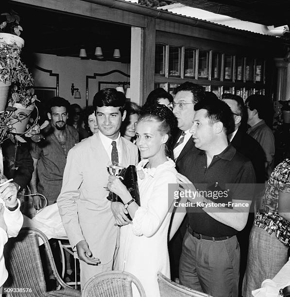 Actors Jean-Claude Brialy And Jeanne Moreau At the Cannes Film Festival, in Cannes, France, on May 9, 1962.