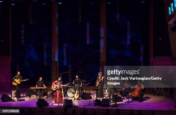 American folk-blues band Hurray for the Riff Raff perform during a concert in Carnegie Hall's 'Late Night at Zankel Hall' series, New York, New York,...