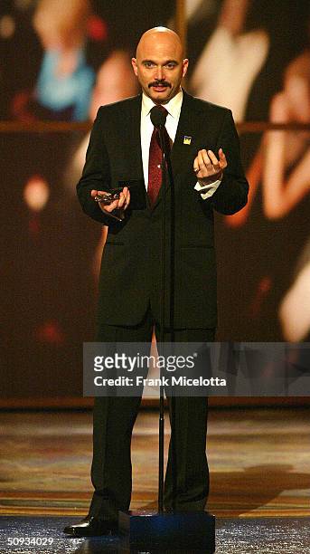 Michael Cerveris on stage during the "58th Annual Tony Awards" at Radio City Music Hall on June 6, 2004 in New York City. The Tony Awards are...