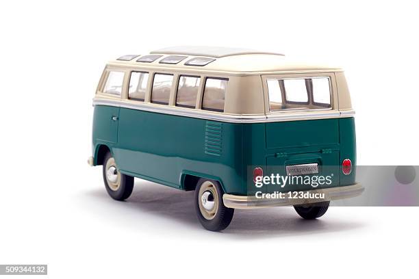 volkswagen camper isolated on white - camping bus stock pictures, royalty-free photos & images