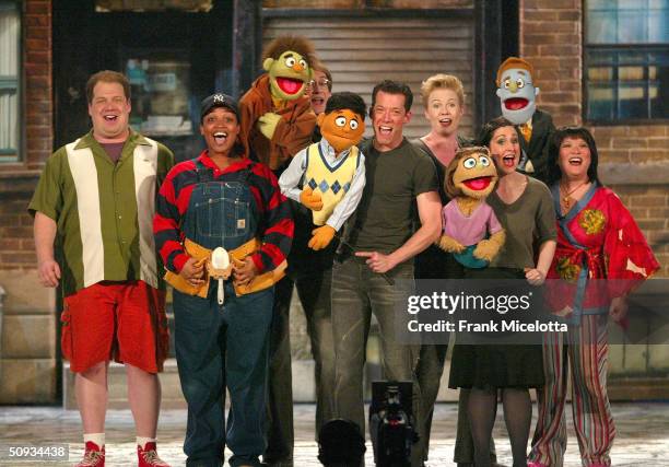 The cast of "Avenue Q" perform on stage during the "58th Annual Tony Awards" at Radio City Music Hall on June 6, 2004 in New York City. The Tony...