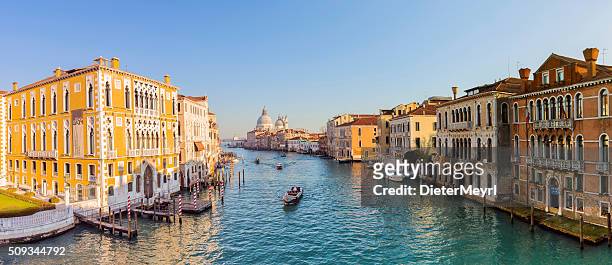 view from accademia bridge on grand canal in venice - venice italy stock pictures, royalty-free photos & images
