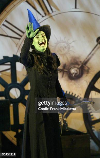 American singer and actress Idina Menzel of "Wicked" performs on stage during the "58th Annual Tony Awards" at Radio City Music Hall on June 6, 2004...