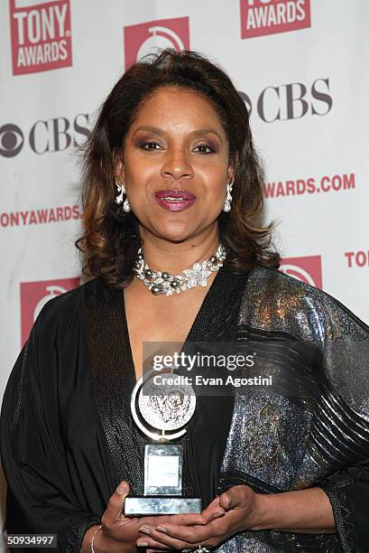 Tony Award winner Phylicia Rashad poses backstage at the "58th Annual Tony Awards" at Radio City Music Hall on June 6, 2004 in New York City. The...