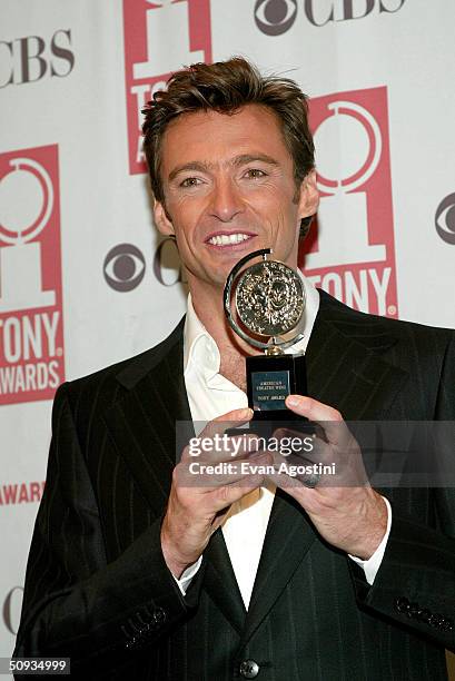 Tony Award winner Hugh Jackman poses backstage at the "58th Annual Tony Awards" at Radio City Music Hall on June 6, 2004 in New York City. The Tony...