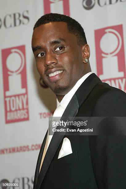 Producer Sean "P-Diddy" Combs poses backstage at the "58th Annual Tony Awards" at Radio City Music Hall on June 6, 2004 in New York City. The Tony...