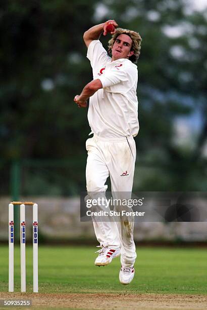 England bowler Kevin Pietersen bowls during the Second One Day warm up game between Karnataka XI and England A at the Jain International School...