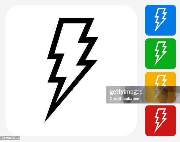 lightning bolt icon flat graphic design - electrical wire white background stock illustrations
