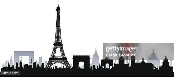 paris (complete, separate, detailed buildings) - paris skyline vector stock illustrations