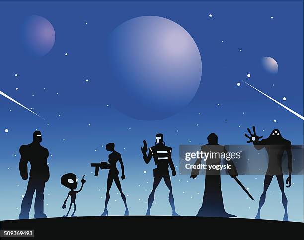 space alien superheroes - alien stock illustrations