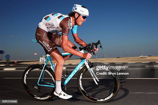 Johan Vansummeren of Belgium and AG2R La Mondiale in action during stage three of the 2016 Tour of Qatar, a 11.4km Individual Time Trial, at Lusail...