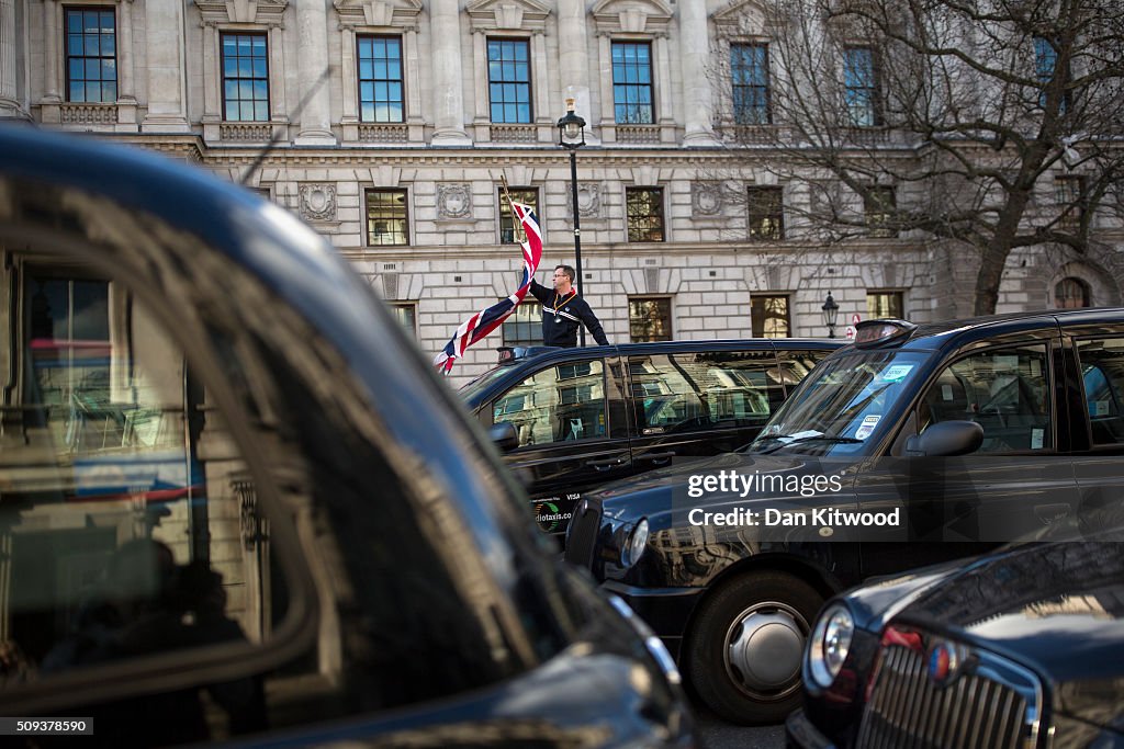 London Black Cab Drivers Protest Against Uber