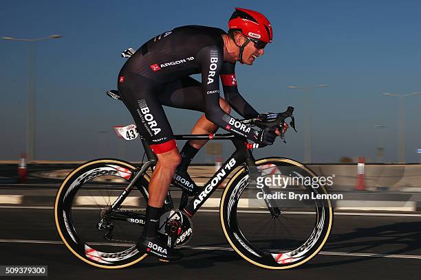 Zakkari Dempster of Australia and Bora-Argon 18 in action on stage three of the 2016 Tour of Qatar, a 11.4km Individual Time Trial at Lusail...