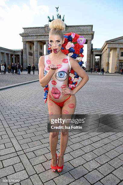 Micaela Schaefer during the Micaela Schaefer Valentine's Photo Call on February 10, 2016 in Berlin, Germany.