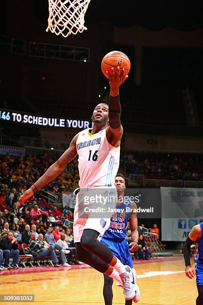 James Ennis of the Iowa Energy drives to the basket against the Westchester Knicks in an NBA D-League game on February 9, 2016 at the Wells Fargo...
