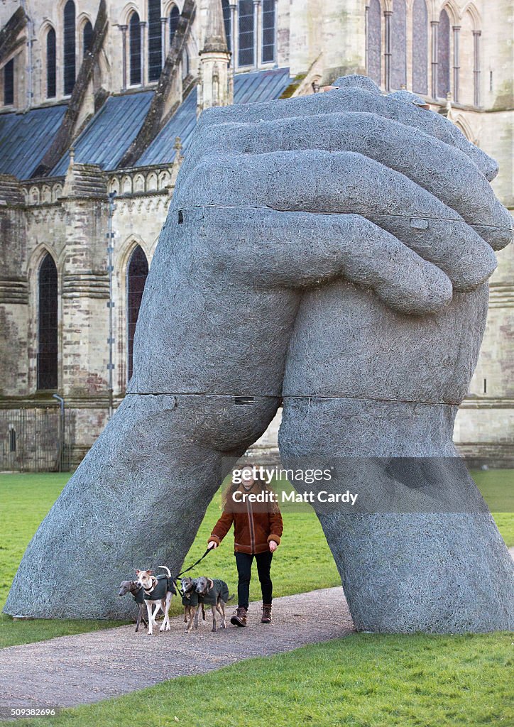 The Kiss Sculpture Is Installed At Salisbury Cathedral