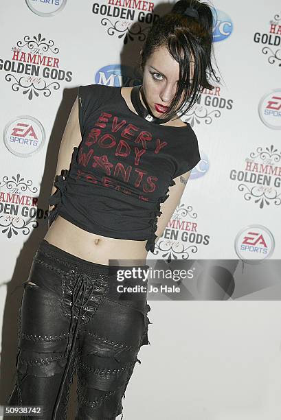 Roxy Saint arrives at "The Metal Hammer Golden Gods Awards" at Ocean on June 7, 2004 in London. The second annual tongue-in-cheek awards ceremony is...