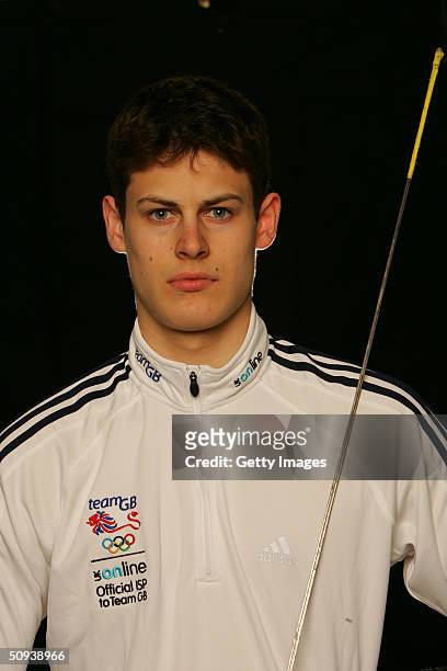 Online ambassador and Athens Olympic Games bound Fencer Richard Kruse of Great Britain pictured during a feature at the Lansdowne Club in London. UK...