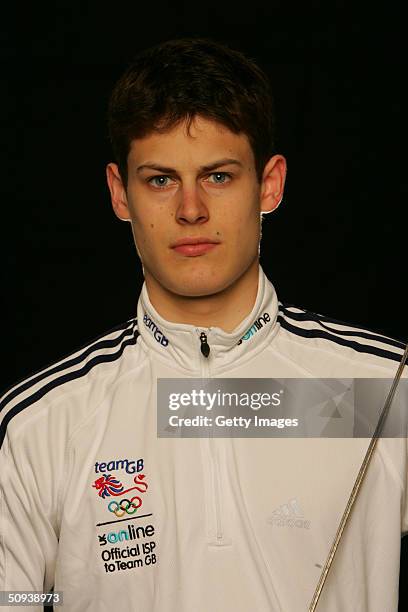 Online ambassador and Athens Olympic Games bound Fencer Richard Kruse of Great Britain pictured during a feature at the Lansdowne Club in London. UK...