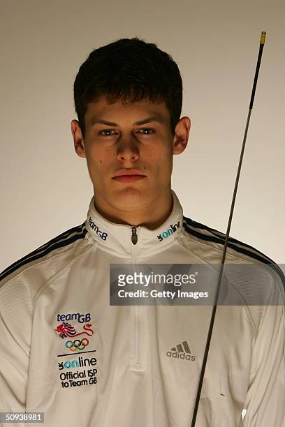 Online ambassador and Athens Olympic Games bound Fencer Richard Kruse of Great Britain pictured during a feature at the Lansdowne Club in London. UK...