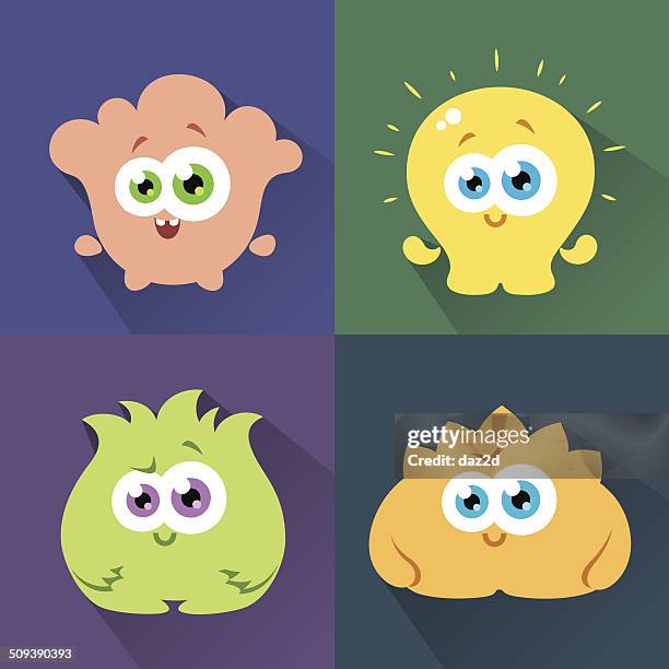 cute character set three - spiky hair stock illustrations