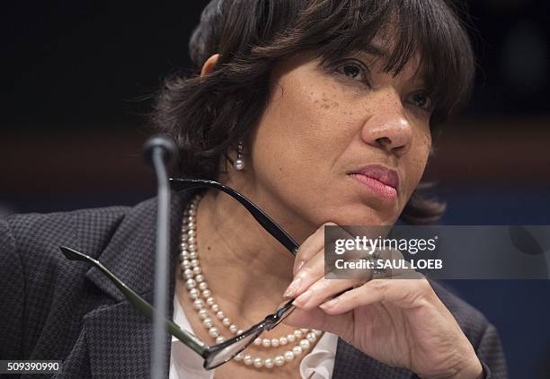 Mayor Karen Weaver of Flint, Michigan, testifies about the lead levels found in Flint's water supply during a House Democratic Steering and Policy...