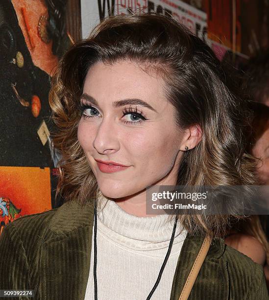 Singer Amy Heidemann of Karmin poses backstage at Fleetwood Mac Fest presented by The Best Fest at the Fonda Theatre on February 9, 2016 in Los...