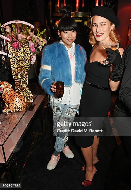 Susanna Lau and Charlotte Dellal attend an intimate cocktail event hosted at Agent Provocateur Grosvenor Street boutique to celebrate the launch of...