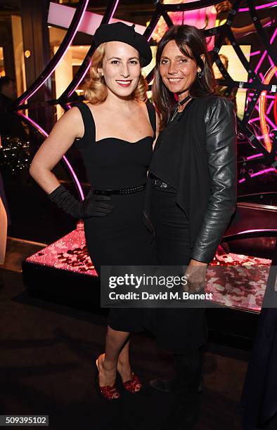 Charlotte Dellal and Debonaire Von Bismarck attend an intimate cocktail event hosted at Agent Provocateur Grosvenor Street boutique to celebrate the...