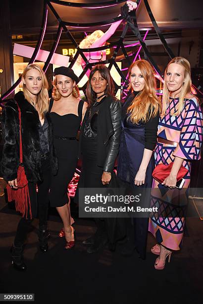 Lady Mary Charteris, Charlotte Dellal, Debonaire Von Bismarck, Agent Provocateur Creative Director Sarah Shotton and Alice Naylor-Leyland attend an...