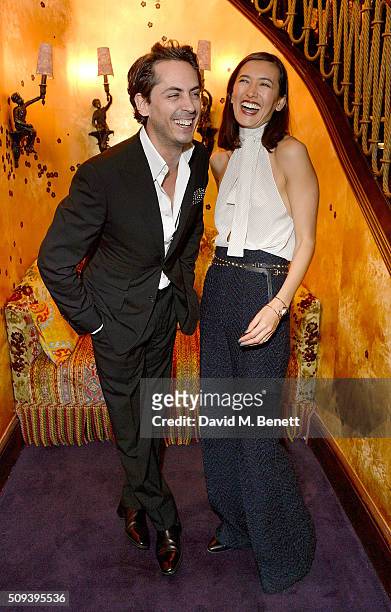 Kilian Hennessy and Hikari Yokoyama attend the Kilian Boutique Launch Party at Loulou's on February 10, 2016 in London, England.