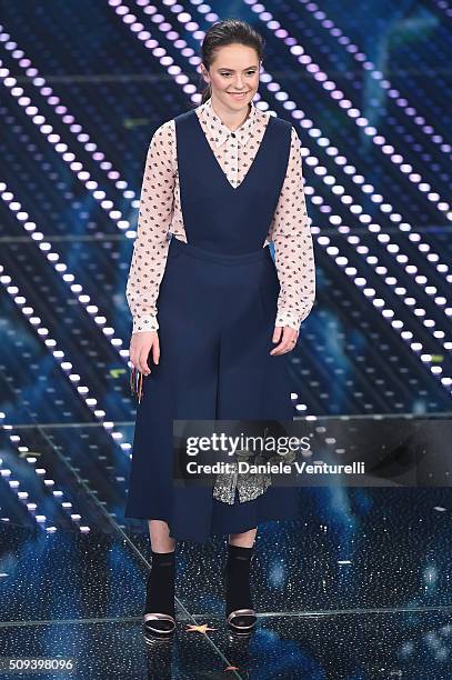 Francesca Michielin attends second night of the 66th Festival di Sanremo 2016 at Teatro Ariston on February 10, 2016 in Sanremo, Italy.