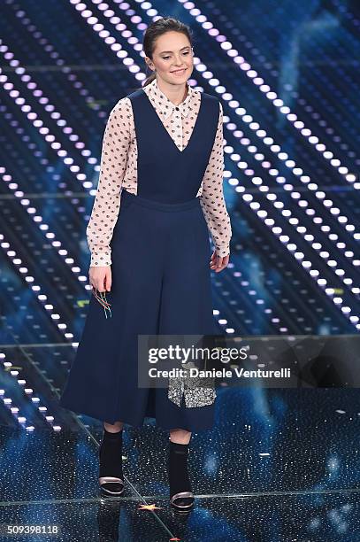 Francesca Michielin attends second night of the 66th Festival di Sanremo 2016 at Teatro Ariston on February 10, 2016 in Sanremo, Italy.