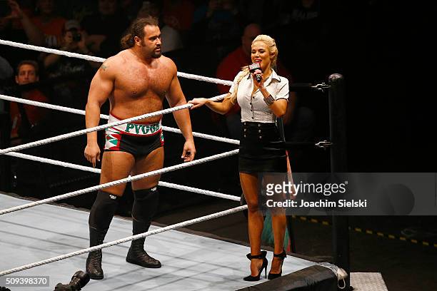 Rusev and Lana during WWE Germany Live Bremen - Road To Wrestlemania at OVB-Arena on February 10, 2016 in Bremen, Germany.