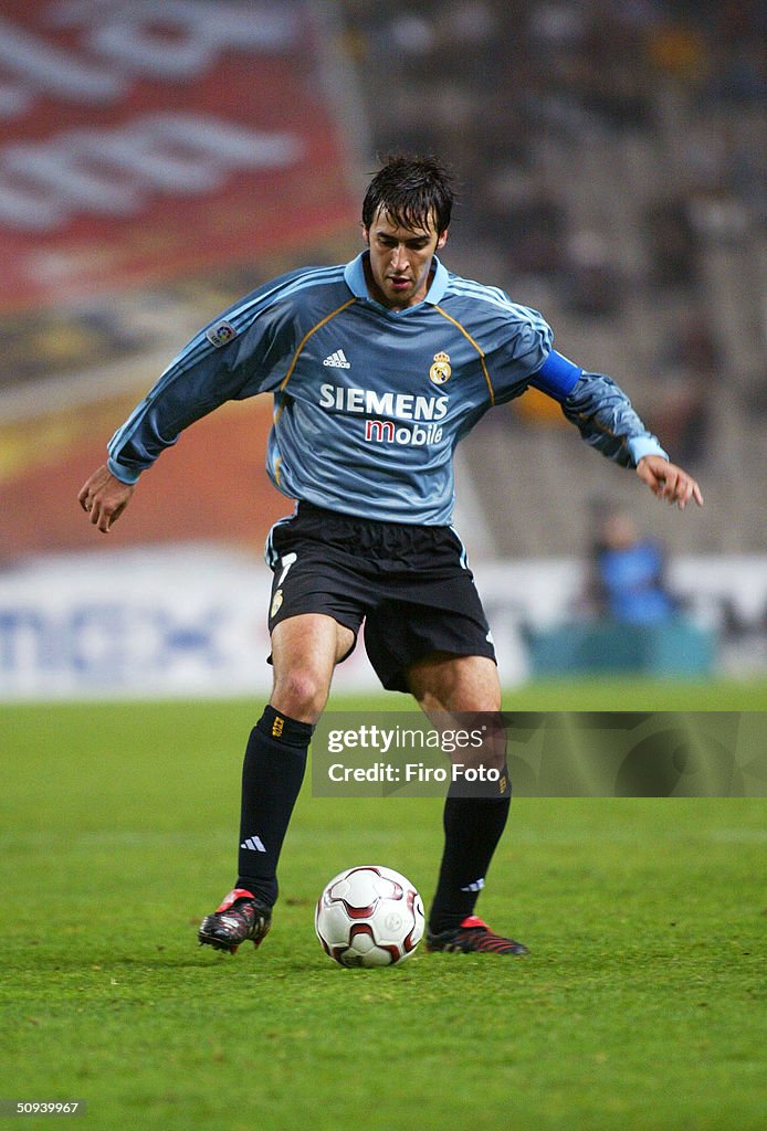 Set Raul Raul of Real Madrid in action against Espanyol of the Spanish Primera ...