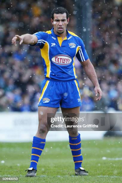 Chev Walker of Leeds pictured during the Tetleys Super League match between Leeds Rhinos and London Broncos at Headingley on February 22, 2004 in...