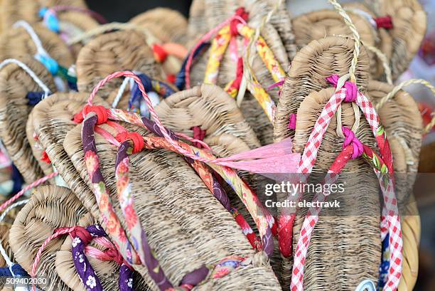 japanese sandals - waraji stock pictures, royalty-free photos & images