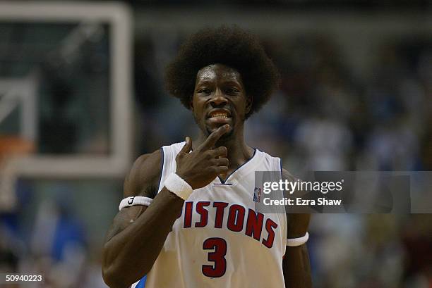 Portrait of Ben Wallace of the Detroit Pistons in Game six of the Eastern Conference Finals during the 2004 NBA Playoffs against the Indiana Pacers...