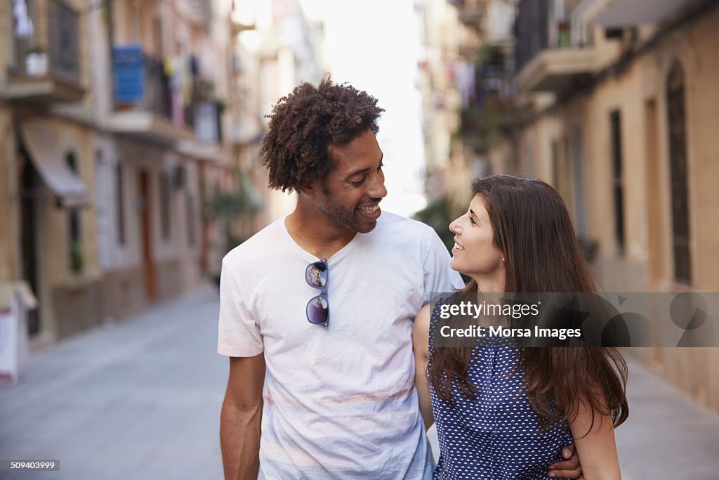 Couple looking at each other